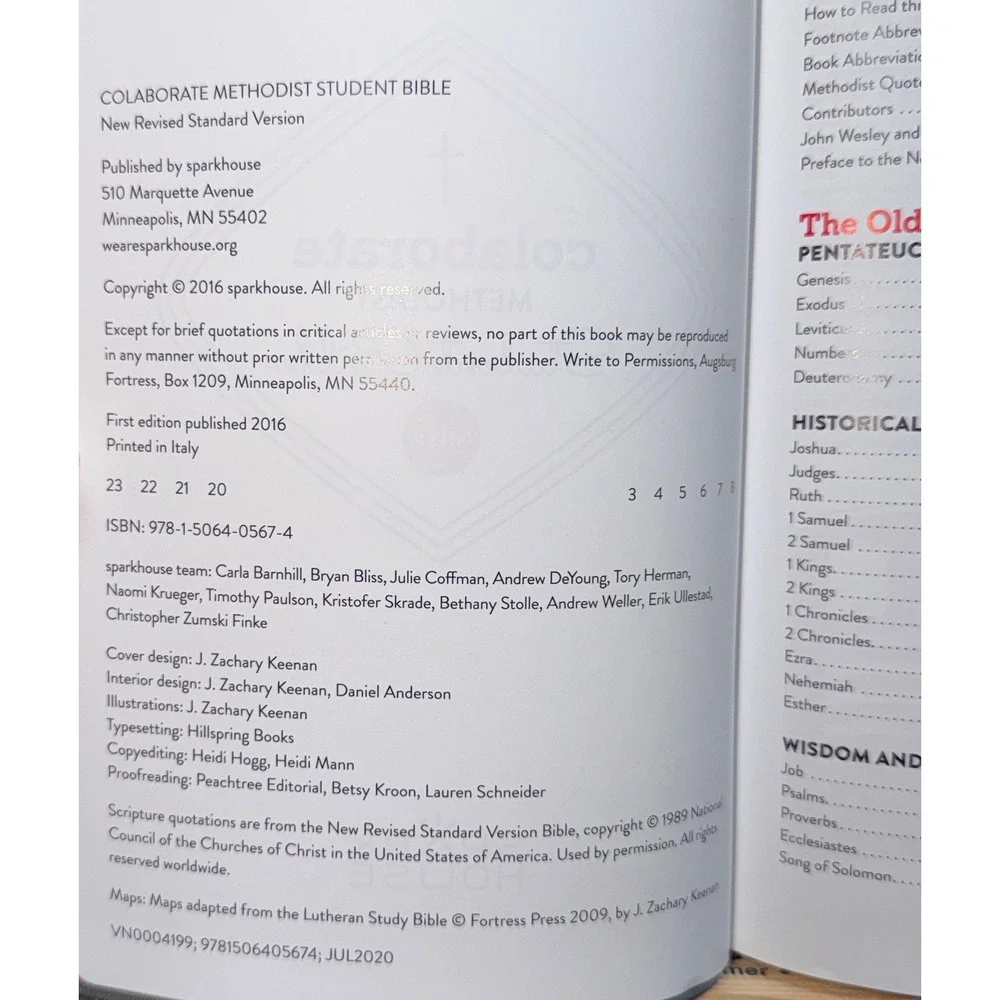 Colaborate Methodist Student Bible NRSV Grey Hardcover Sparkhouse 2016 Edition